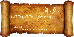 Mátyás János névjegykártya